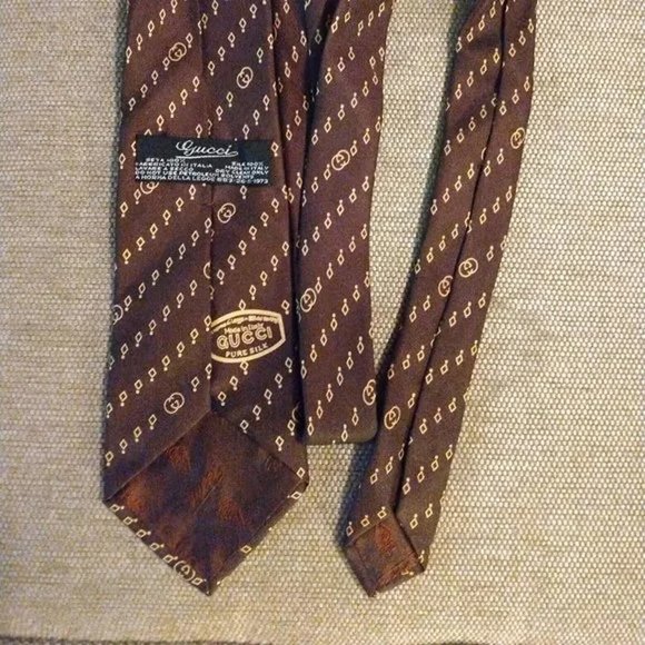 ❤️RARE VINTAGE GUCCI ITALY GG LOGO TIE BROWN 3 1/2" - Picture 4 of 8